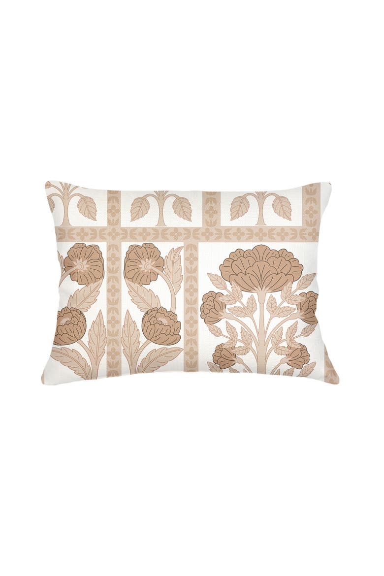 Blossom Field Linen Pillow with Down Insert, Alternate, color, Warm Beige