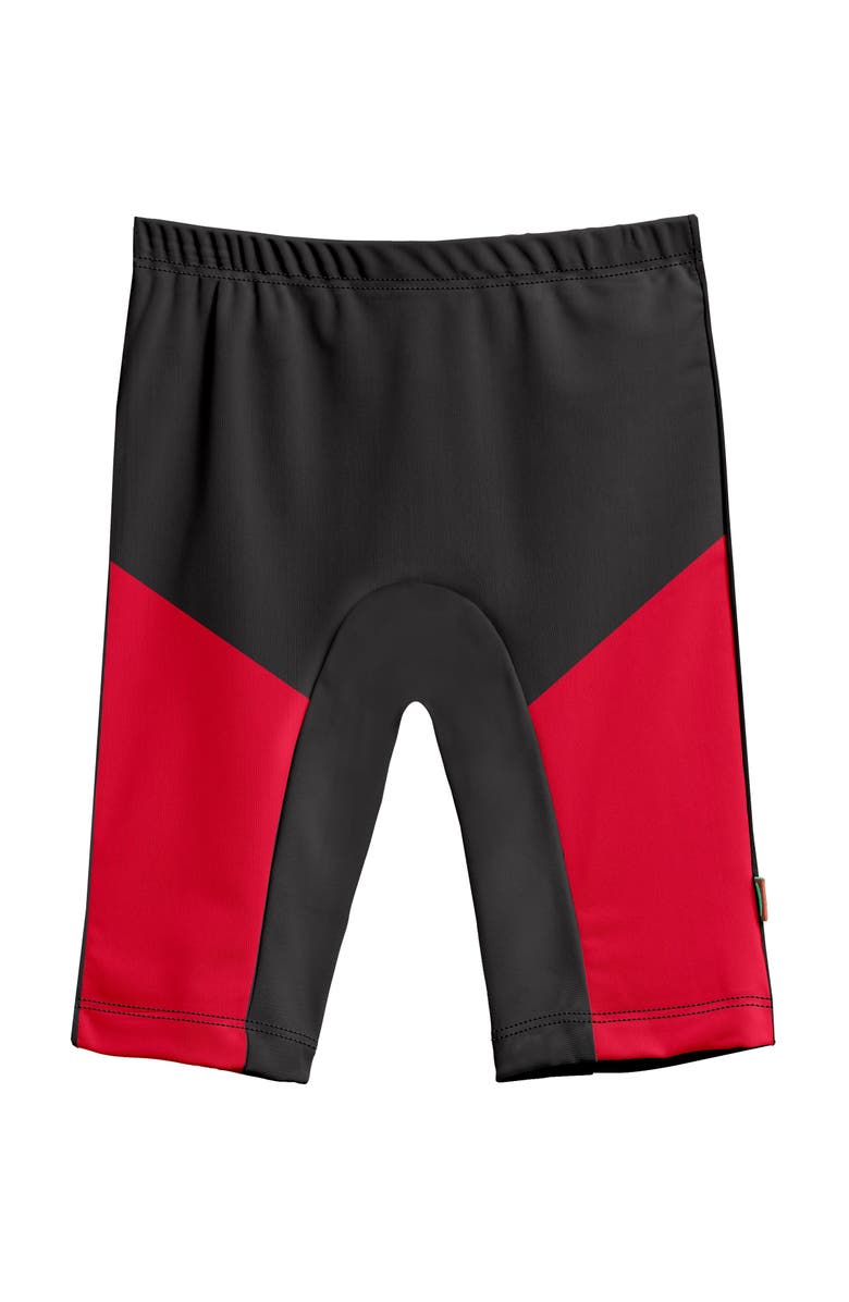 CITY THREADS Unisex UPF 50+ Color Block Swim Jammer, Alternate, color, Black W/ Red Trim