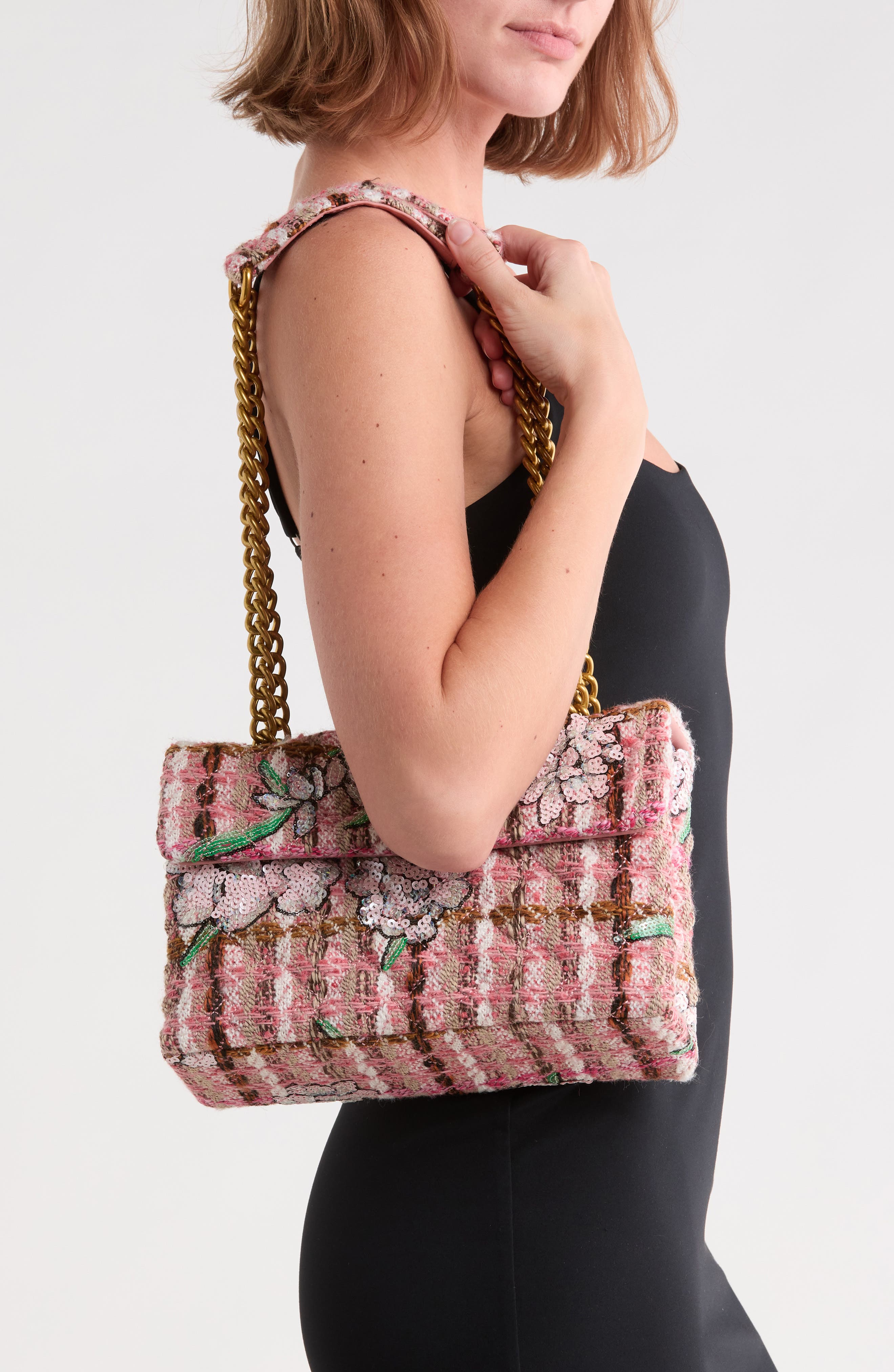 Kensington Tweed Shoulder Bag, Alternate, color, LIGHT PINK MULTI