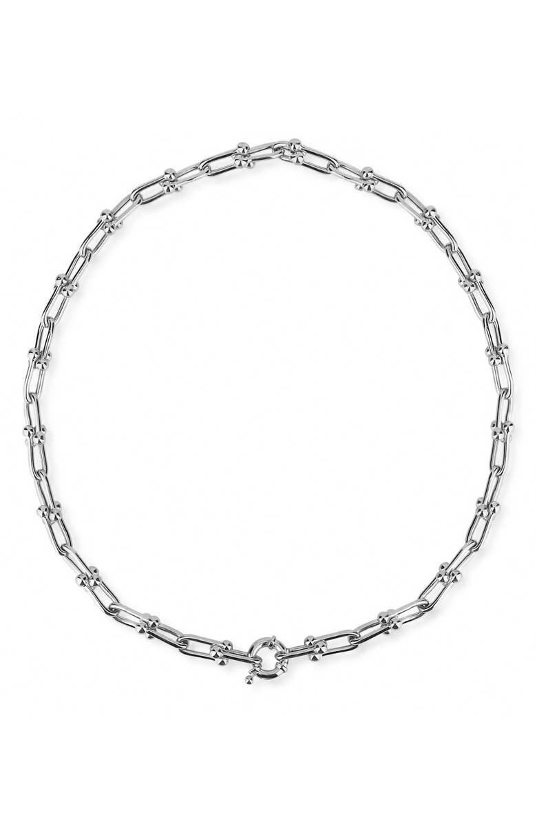 GABI RIELLE Sterling Silver Front Clasp Chain Necklace, Main, color, 