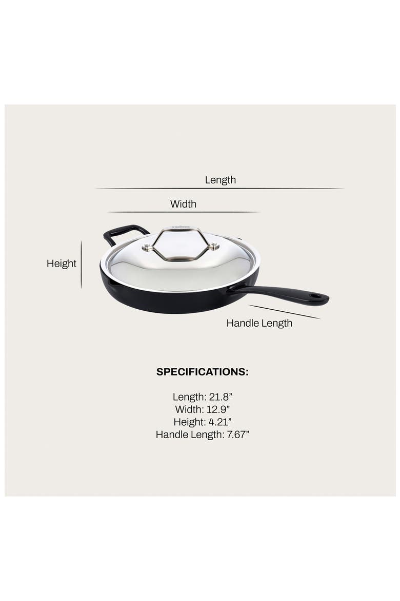 Enameled Cast Iron Skillet, Alternate, color, BLACK
