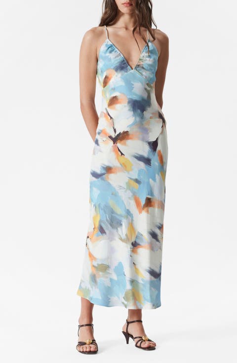 Print Maxi Satin Slipdress