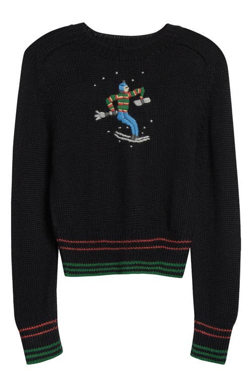 Shop Bode Ski Run Baby Alpaca Crewneck Sweater In Black