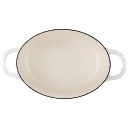 Crock-pot Crockpot 7 Quart Oval Enameled Cast Iron Dutch Oven In White