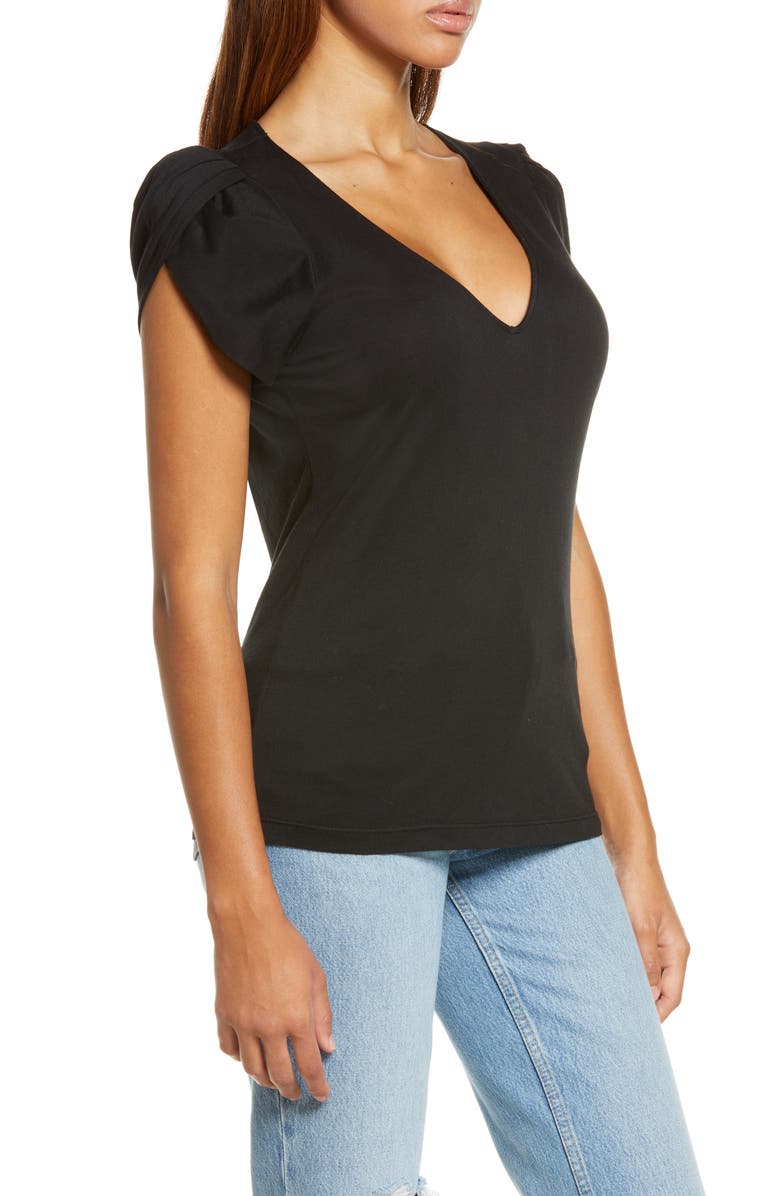 PERFECTDD Amy Tulip Sleeve V-Neck Organic Cotton Top, Alternate, color, 