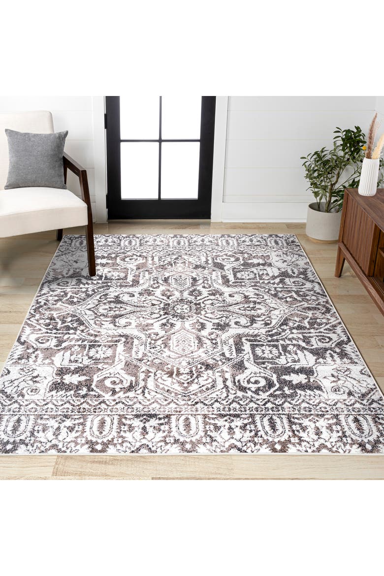 Scala Grand Medallion Ornate Area Rug, Alternate, color, Brown/Ivory