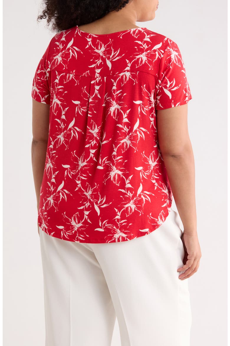 Floral High-Low T-Shirt, Alternate, color, RED/ WHITE FLORAL