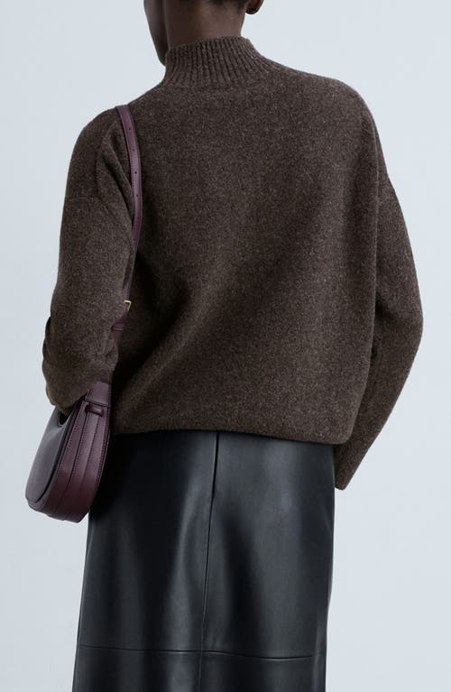 Mango Perkins Collar Knit Sweater In Medium Brown