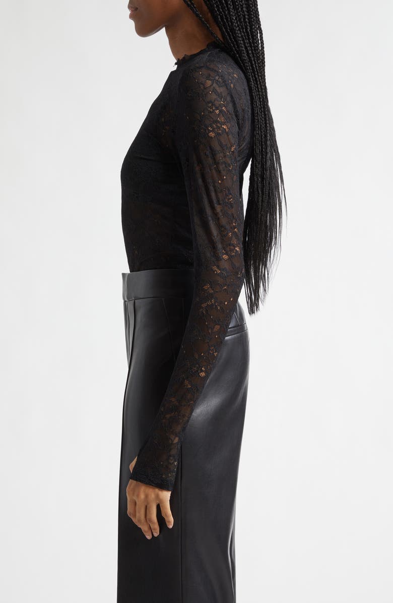 Alice + Olivia Taeyn Lace Bodysuit, Alternate, color, Black