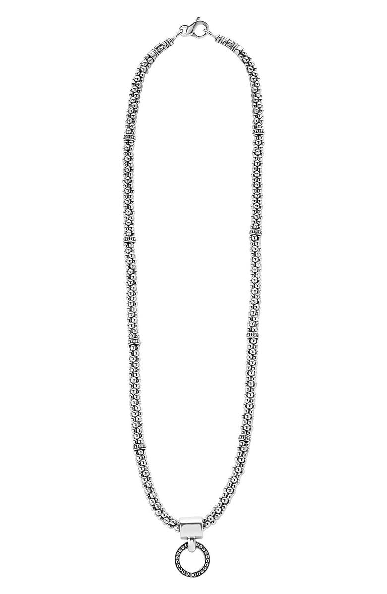 LAGOS 'Enso' Pendant Caviar Rope Necklace, Main, color, Silver
