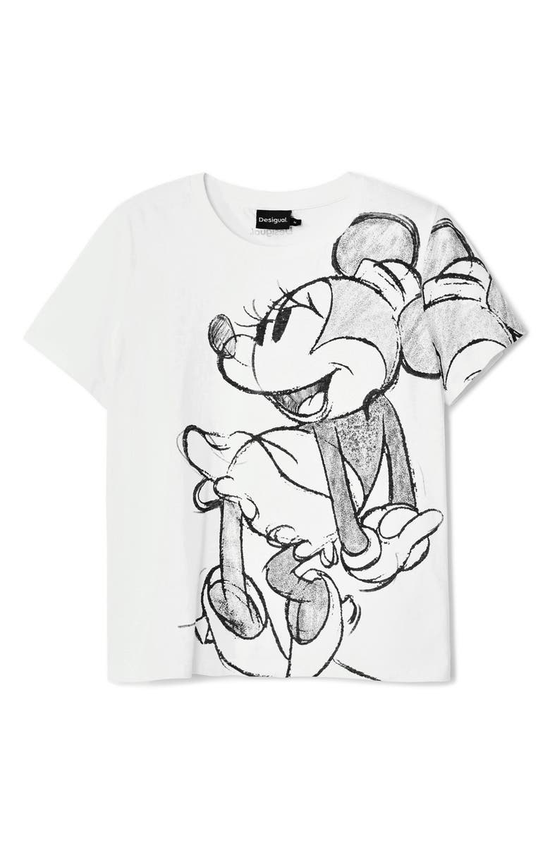 Desigual Minnie Mouse Drawing Cotton Graphic T-Shirt, Alternate, color, 