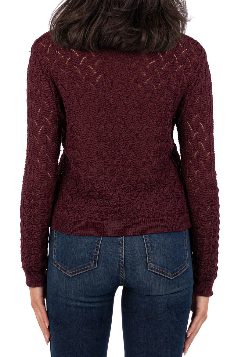 Cosmo Open Stitch Crewneck Sweater, Alternate, color, BORDEAUX