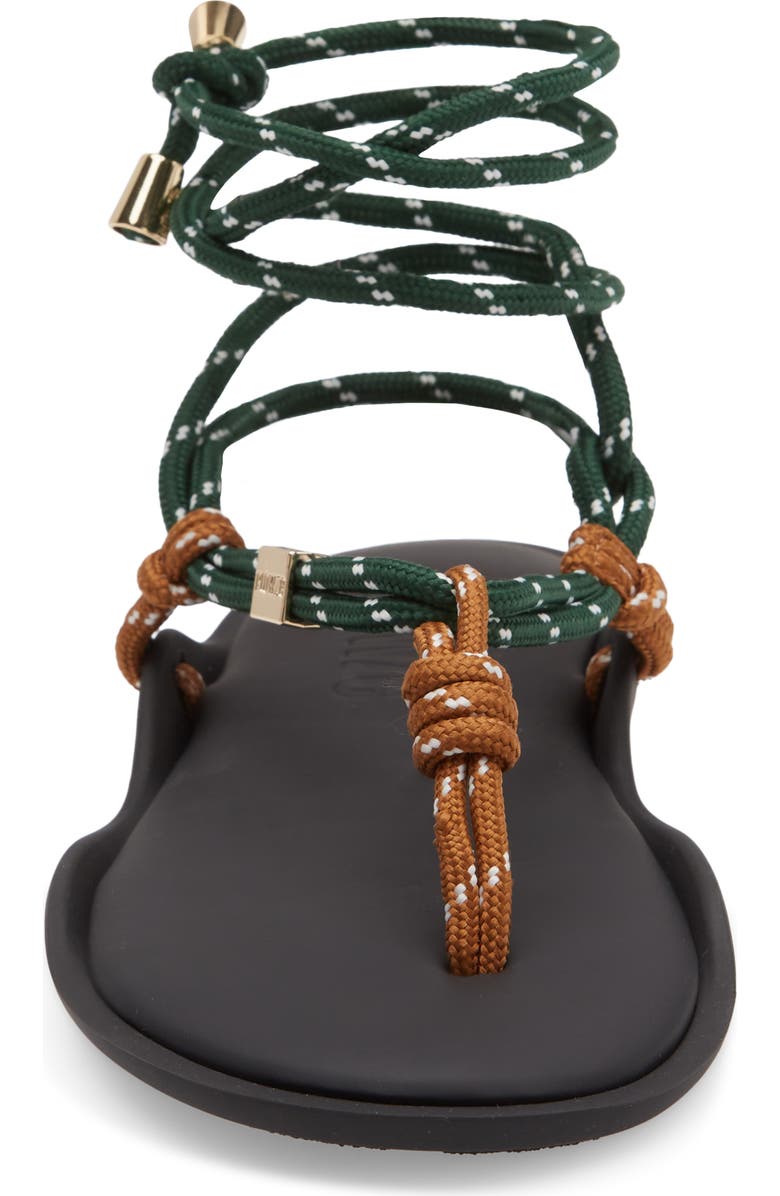 FLOWZE Lace-Up Ropes Water Repellent Thong Slide Sandal, Alternate, color, Hazelnut / Forest Green