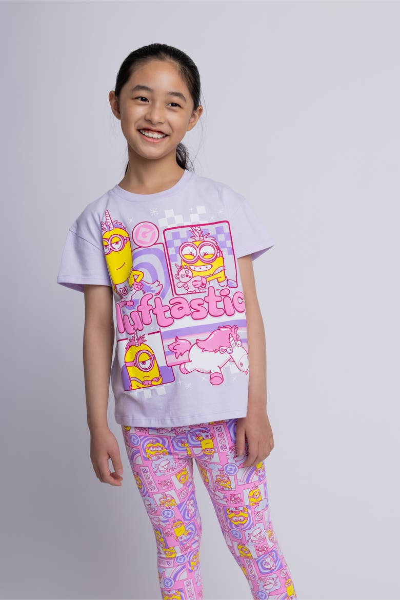2-Piece T-Shirt and Leggings Set, Alternate, color, Minions Lavender Pink