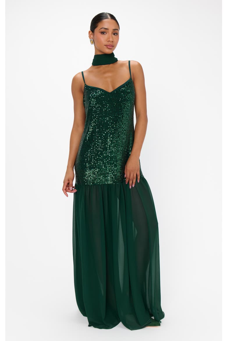 Dalia Maxi Dress, Main, color, Emerald Sequins
