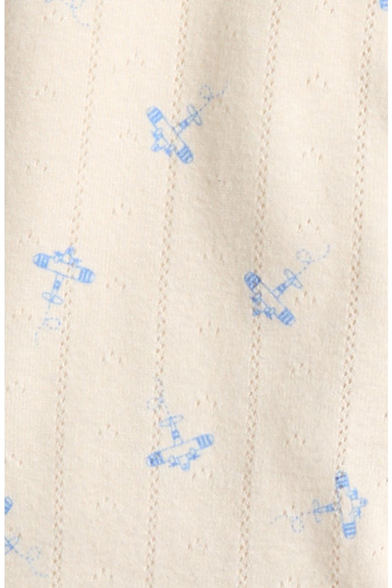 Airplanes Organic Cotton Pointelle Footie, Alternate, color, OFF WHITE