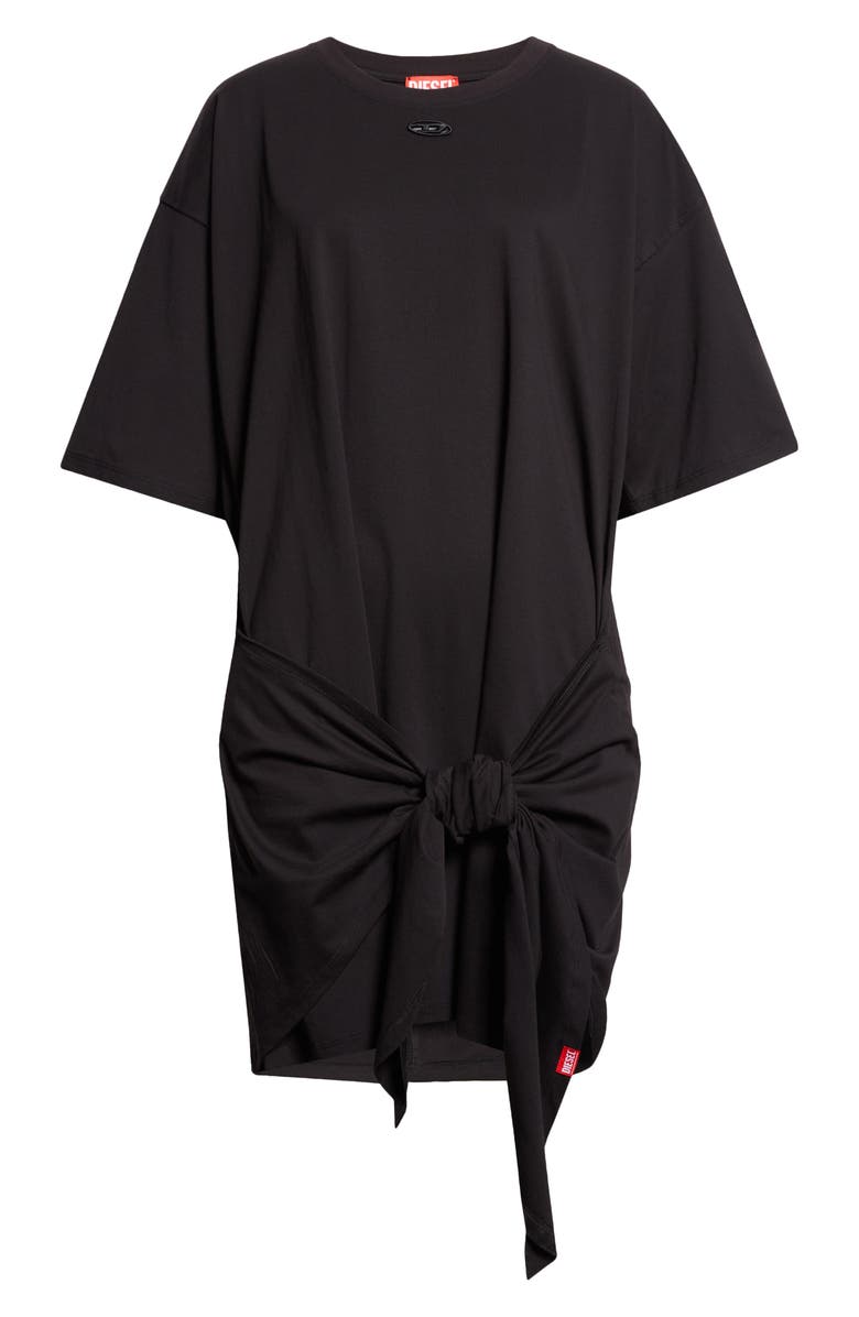 DIESEL<sup>®</sup> Oval D Cutout Tie Waist T-Shirt Dress, Alternate, color, Deep Black