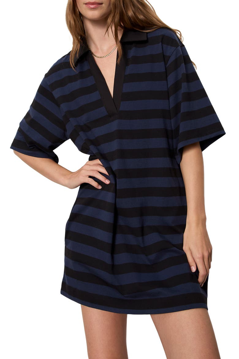 Stripe Organic Cotton Blend Minidress, Alternate, color, NAVY BLUE/ BLACK STRIPE