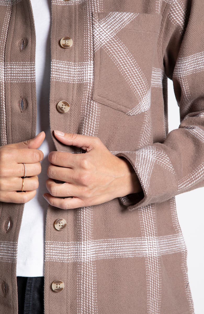 Thread & Supply Vera Plaid Cotton Shirt Jacket, Alternate, color, Brown White Plaid