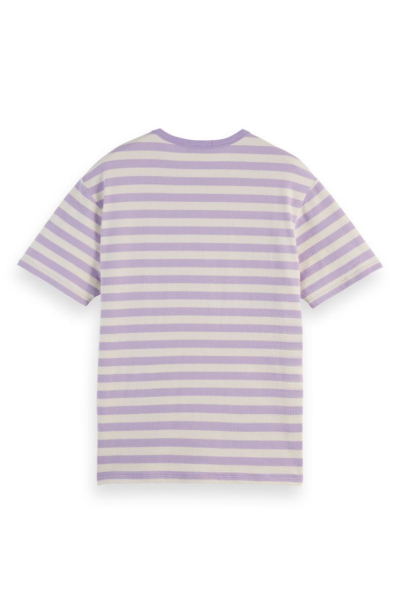 Scotch & Soda Relaxed Fit Waffle Stripe T-Shirt, Alternate, color, Bright Lavender/ Swan Stripe