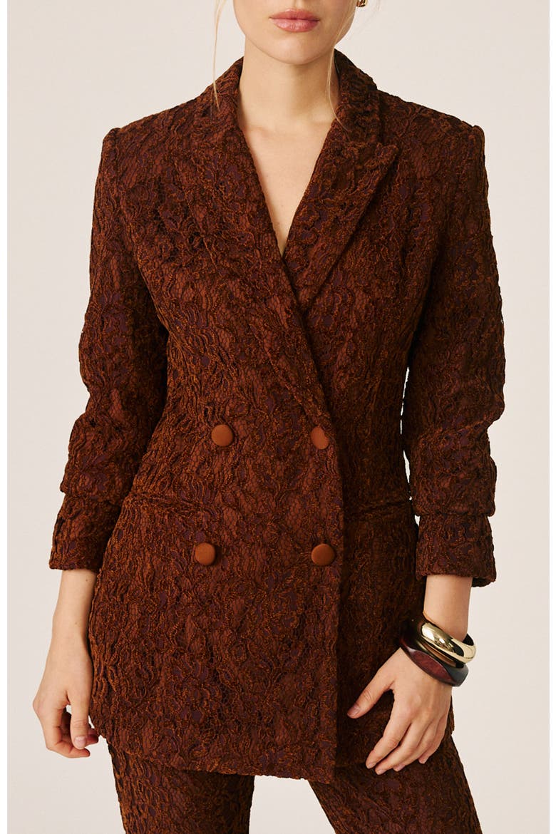 Velvet Lace Blazer, Main, color, Tejus