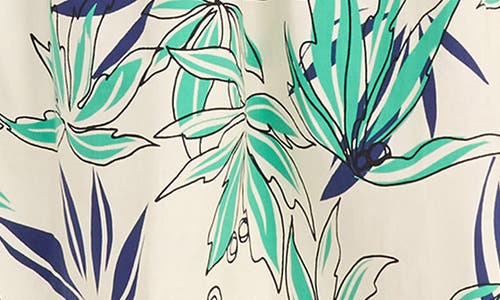 Maggy London Tropical Sleeveless Fit & Flare Dress In Ivory/island Green
