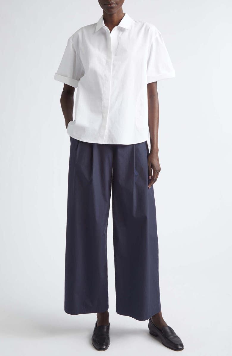 Lafayette 148 New York Organic Cotton Poplin Swing Shirt, Alternate, color, White