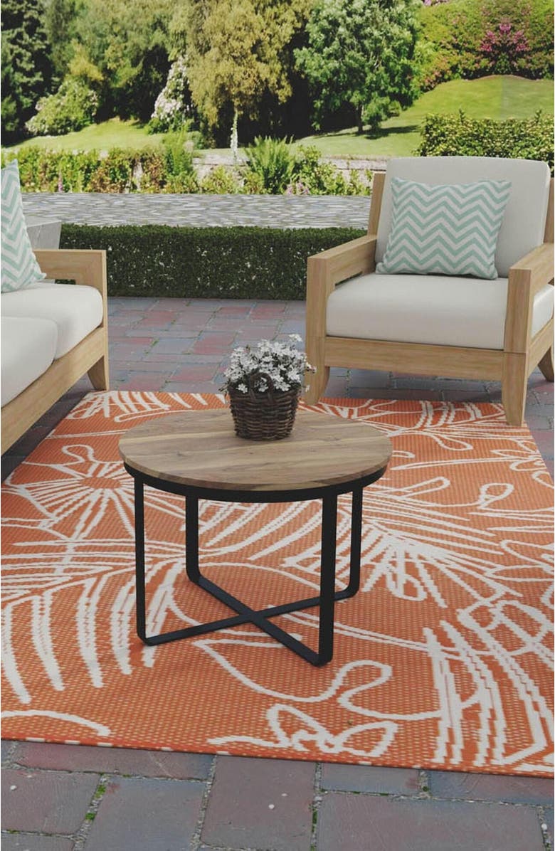 Mad Mats Palm Leaf Salmon & White, Alternate, color, Salmon Orange And White