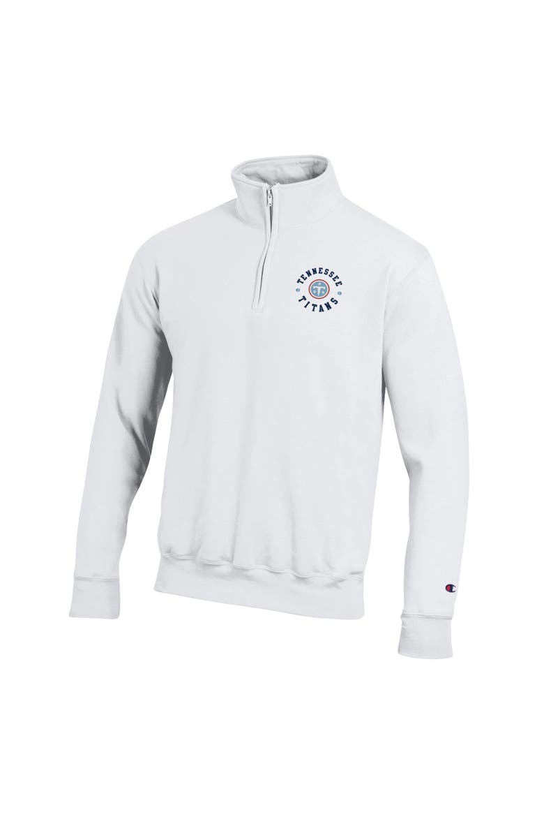Men's Champion White Tennessee Titans Powerblend Quarter-Zip Pullover, Alternate, color, White
