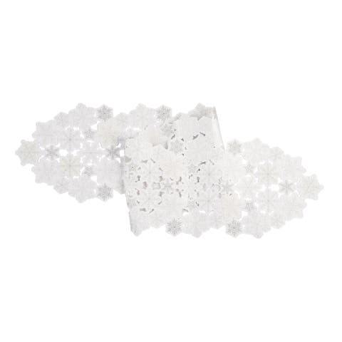 Sparkle Snowflake Lace Cutwork Christmas Table Runner 13" x 68"