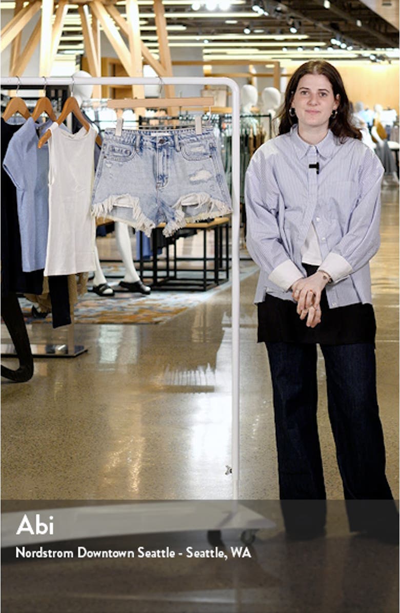 Heavy Frayed High Waist Nonstretch Cutoff Mom Shorts, sales video thumbnail