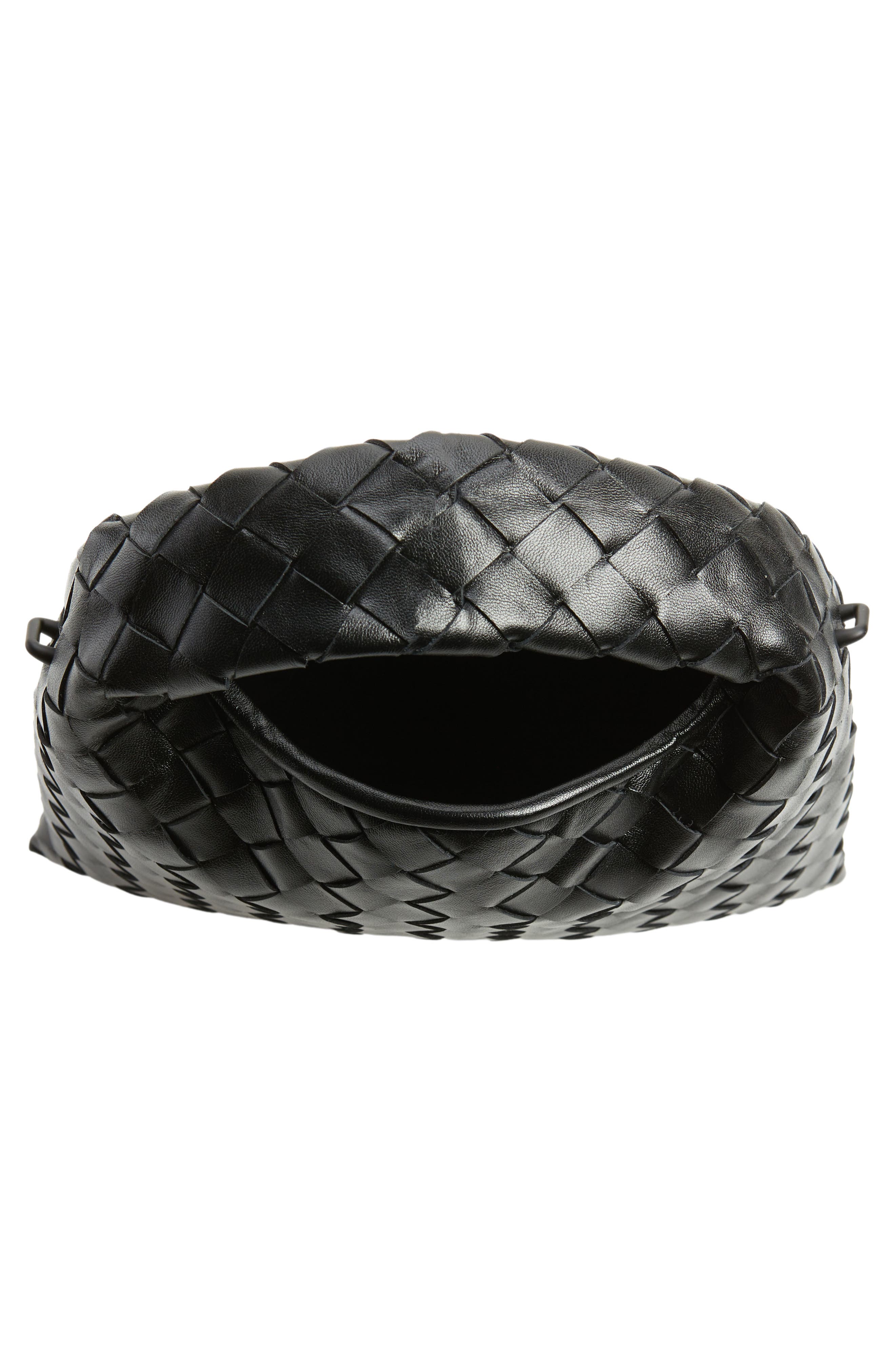 Bottega Veneta Mini Hop Intrecciato Leather Hobo Bag, Alternate, color, Black Brass/ Black