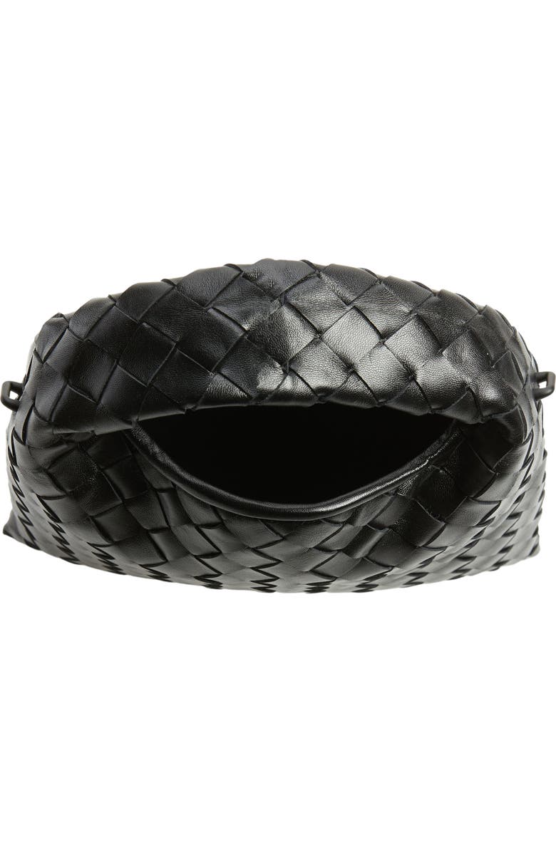 Bottega Veneta Mini Hop Intrecciato Leather Hobo Bag, Alternate, color, Black Brass/ Black