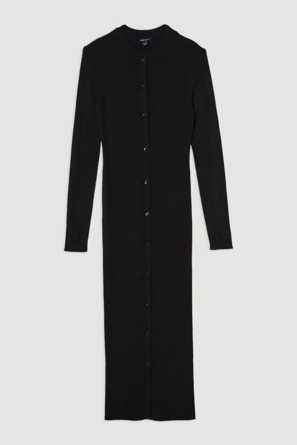 Button Through Ribbed Maxi Dress - image 2