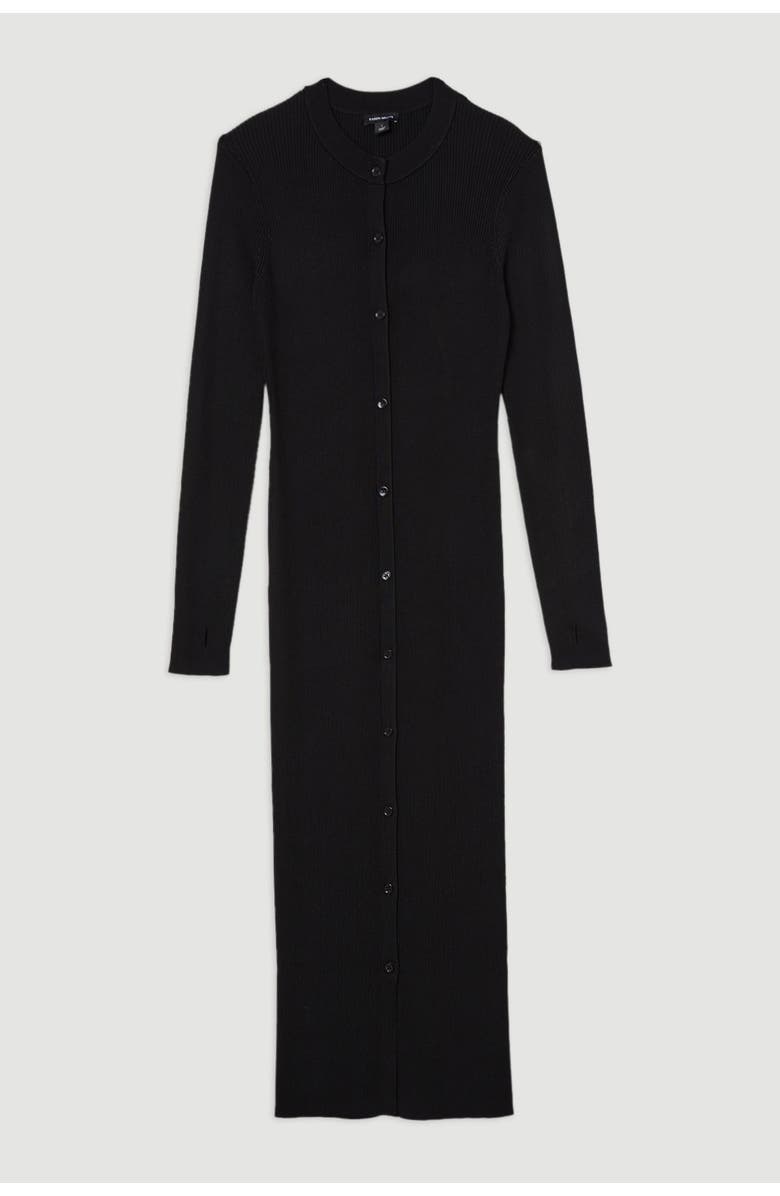 Karen Millen Button Through Ribbed Maxi Dress, Alternate, color, Black