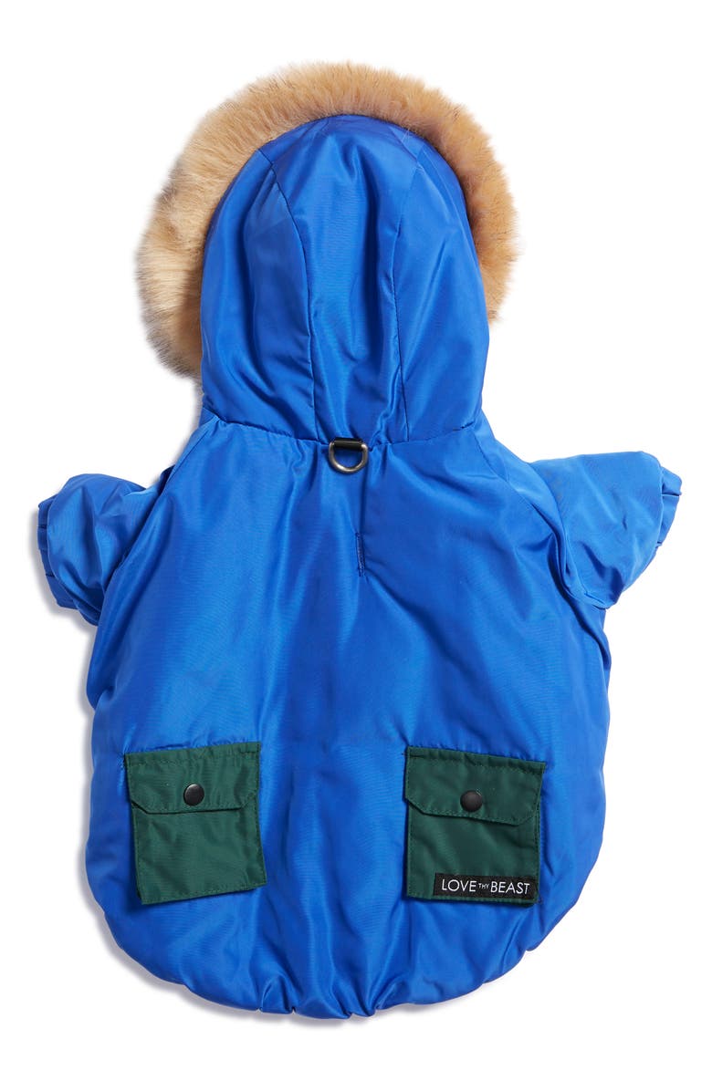 LoveThyBeast Colorblock Hooded Dog Parka, Alternate, color, 