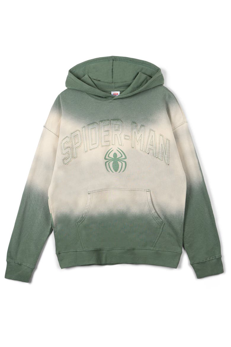 Spider-Man Fleece Pullover Hoodie, Alternate, color, Olive Cream Spiderman