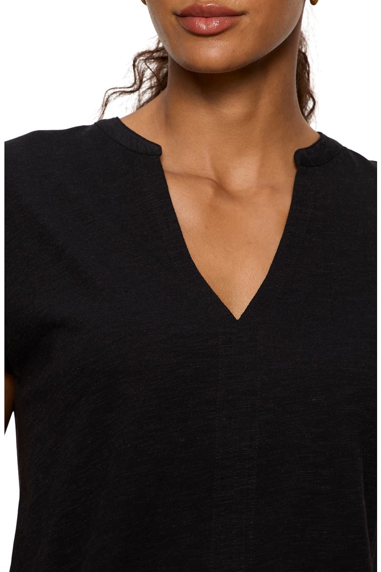 Organic Cotton Blend Split Neck T-Shirt, Alternate, color, BLACK