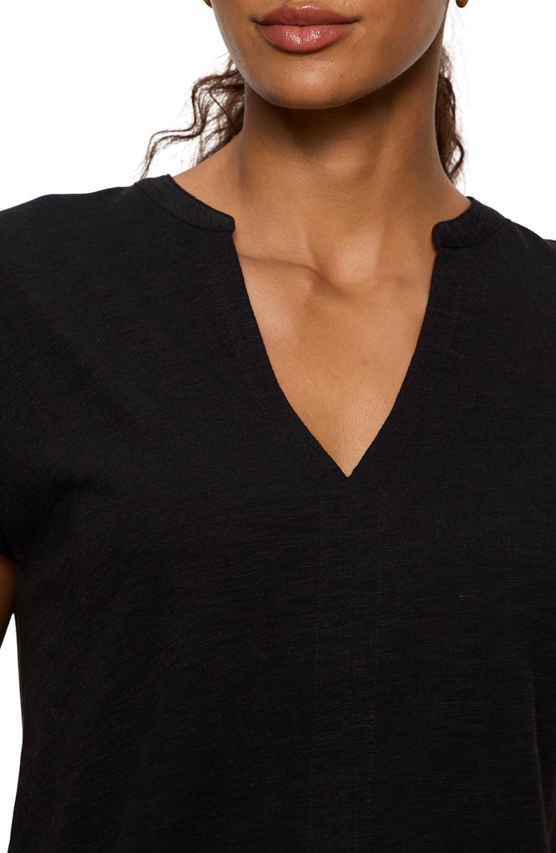 Sanctuary Organic Cotton Blend Split Neck T-Shirt, Alternate, color, Black