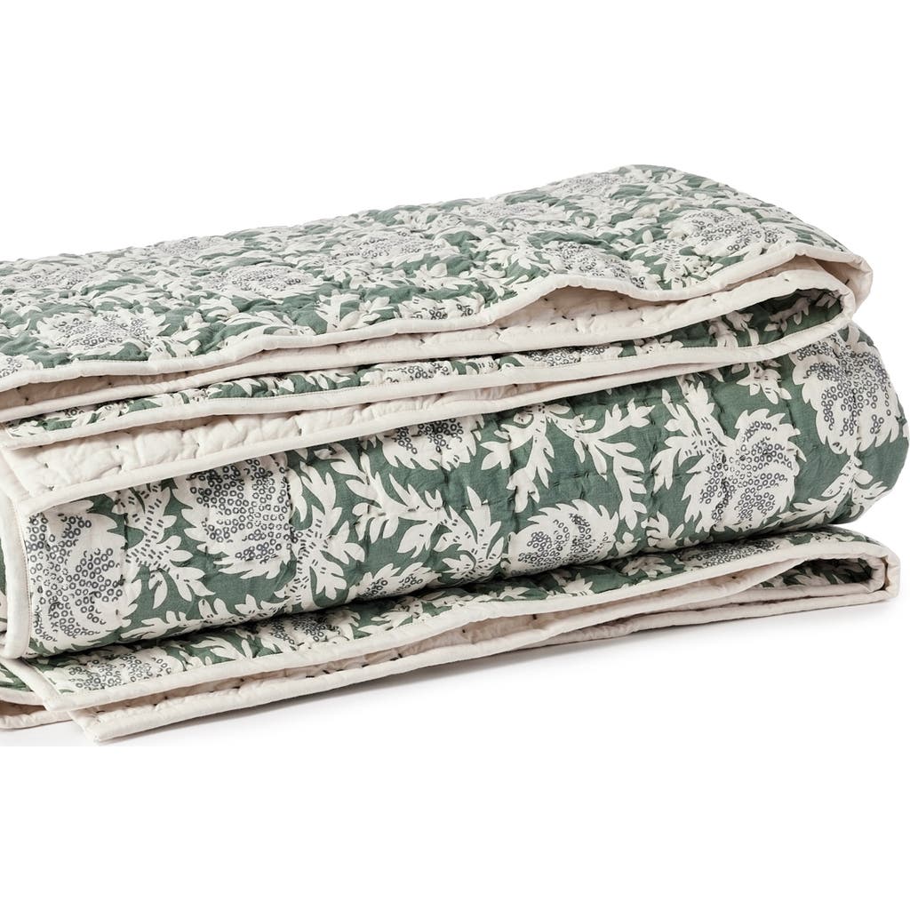 Coyuchi Robles Handstitched Organic Cotton Quilt in Juniper W/Gulf