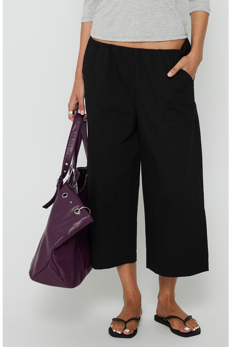 Lunea Mid Rise Crop Wide Leg Pants, Main, color, BLACK