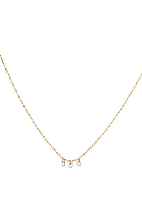 Sterling Silver 18k Gold Plated Emmeline Three Charms Necklace, Holiday Gift Idea