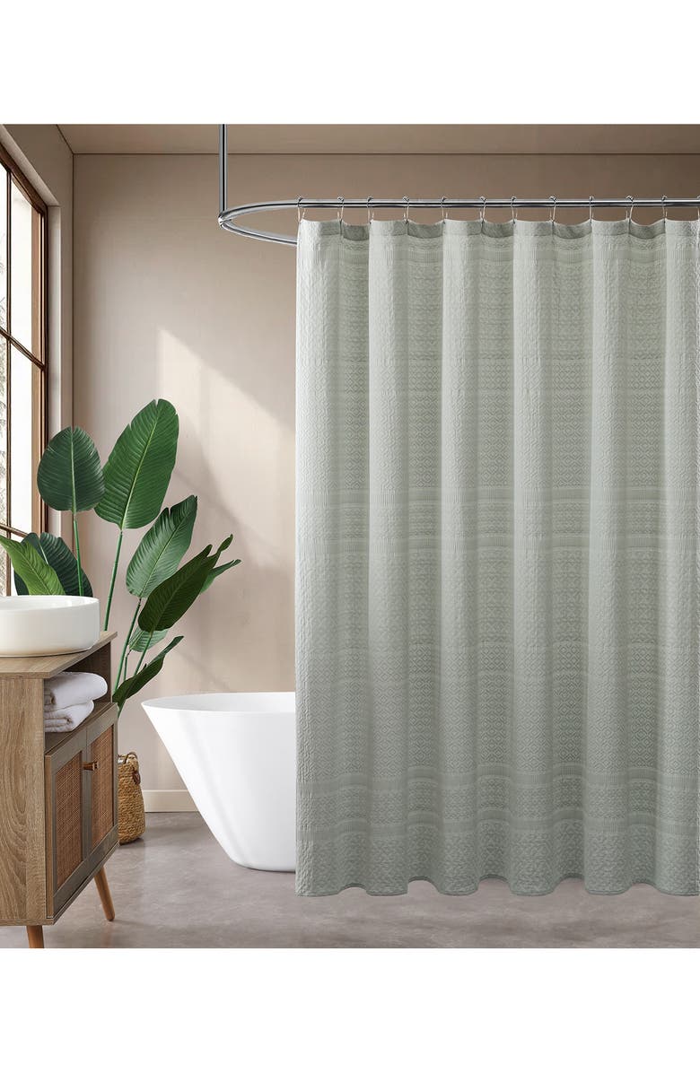 ARTISAN 34 Textured Cotton Shower Curtain, Alternate, color, Grey