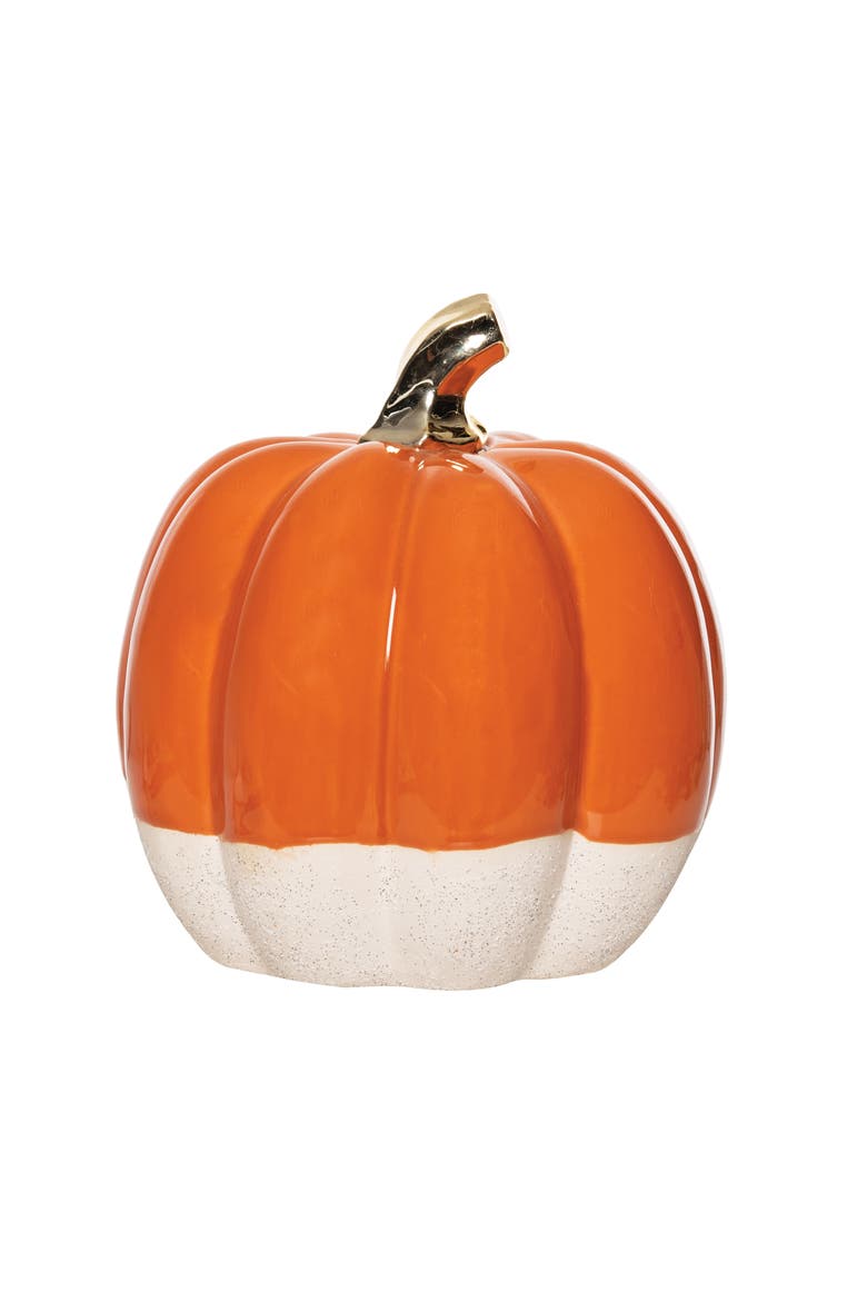 Orange/White Pumpkin Figurine, Main, color, Orange