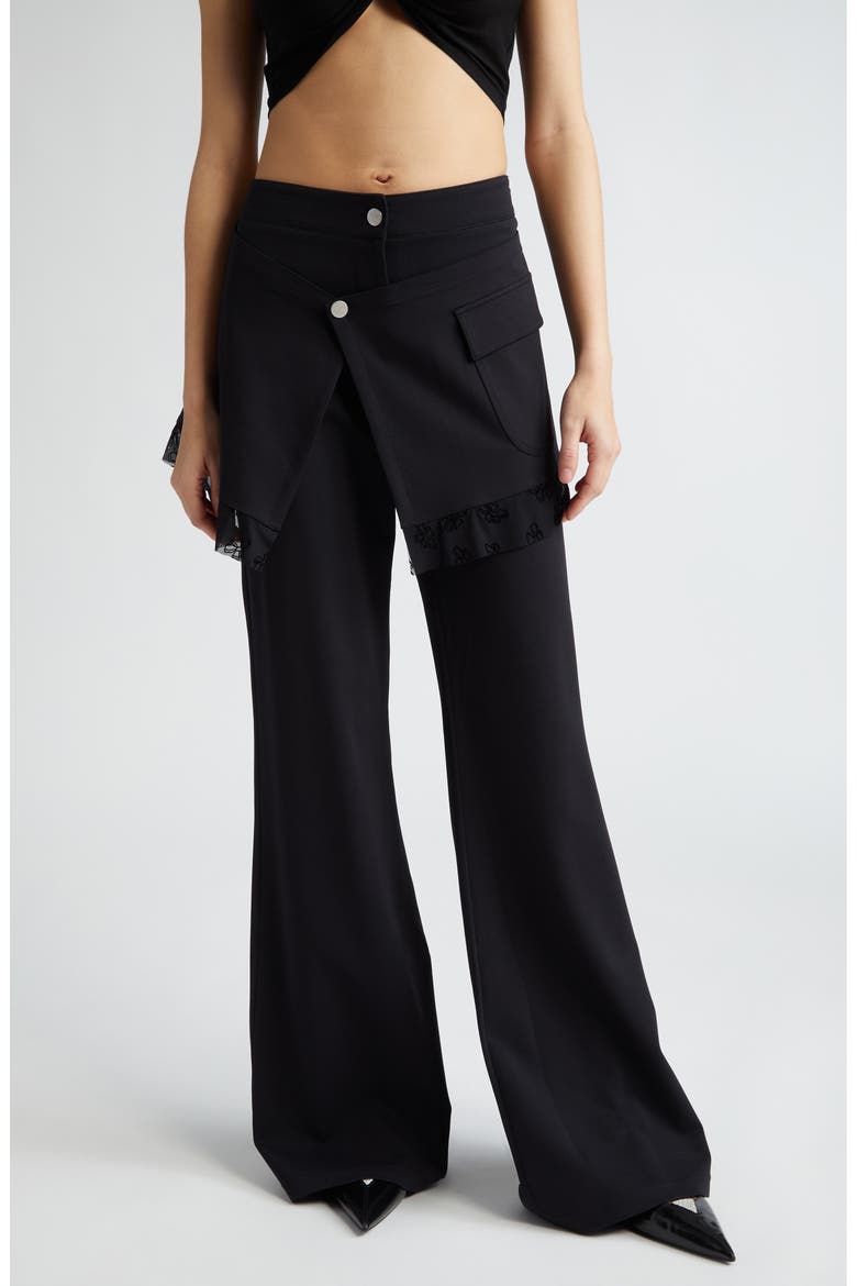 The Skirted Flare Leg Pants, Main, color, BLACK