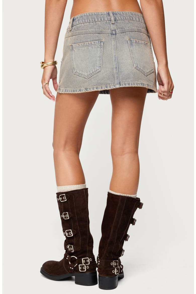 Mud Low Rise Wrap Denim Miniskort, Alternate, color, BLUE-VINTAGE-WASHED