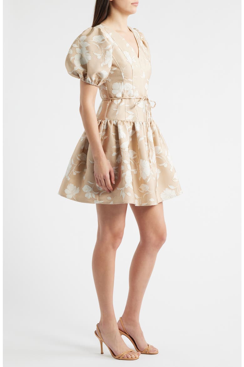 Floral Jacquard Minidress, Alternate, color, WHITE DOVE/ LATTE