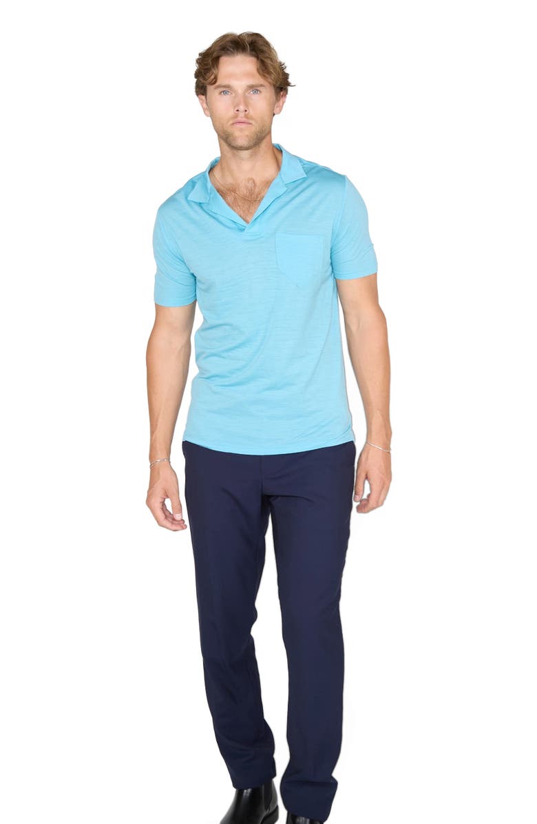Lords of Harlech Bobby Merino Wool Johnny Collar Polo, Alternate, color, Teal