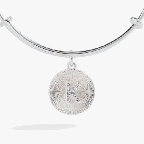 ALEX AND ANI ALEX AND ANI PAVE STARBURST TEXTURE INITIAL BANGLE BRACELET