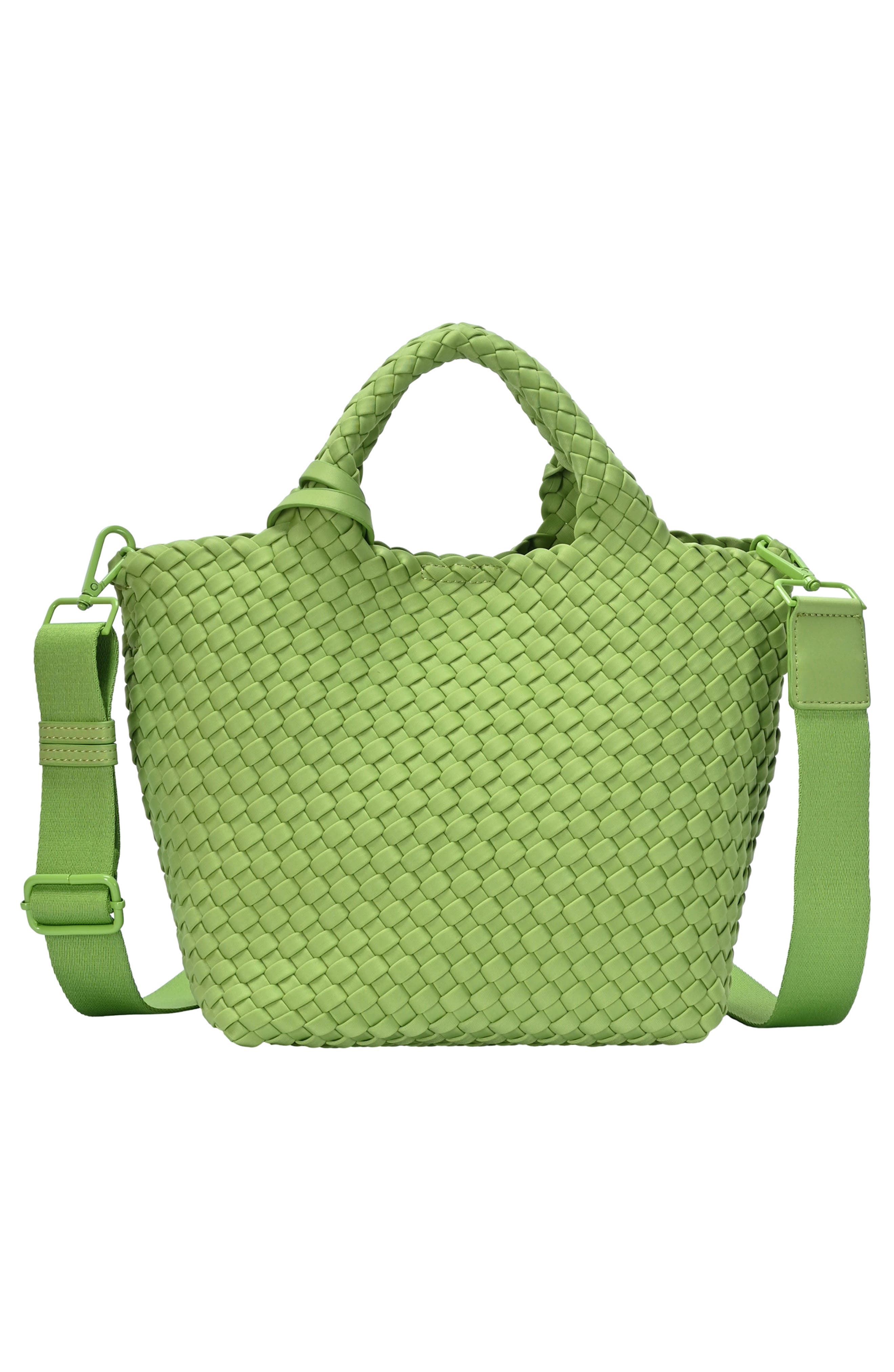 Woven Neoprene Satchel, Alternate, color, GREEN
